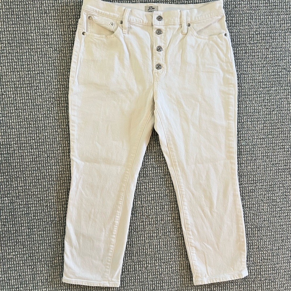 J.Crew Cream Straight Leg Jeans Size 31P | Pre-loved with few stains